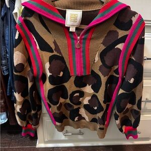 Leopard Print Sweater with Pink Accents